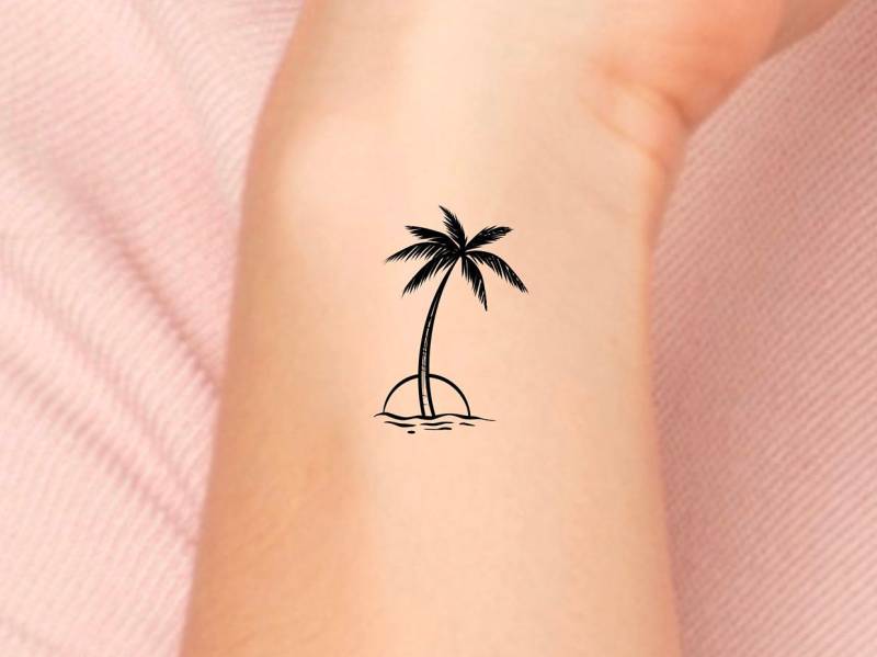 Palme Temporäres Tattoo/Kleines Palmen Hip Strand Baum Silhouette von LittleCuteTattoo