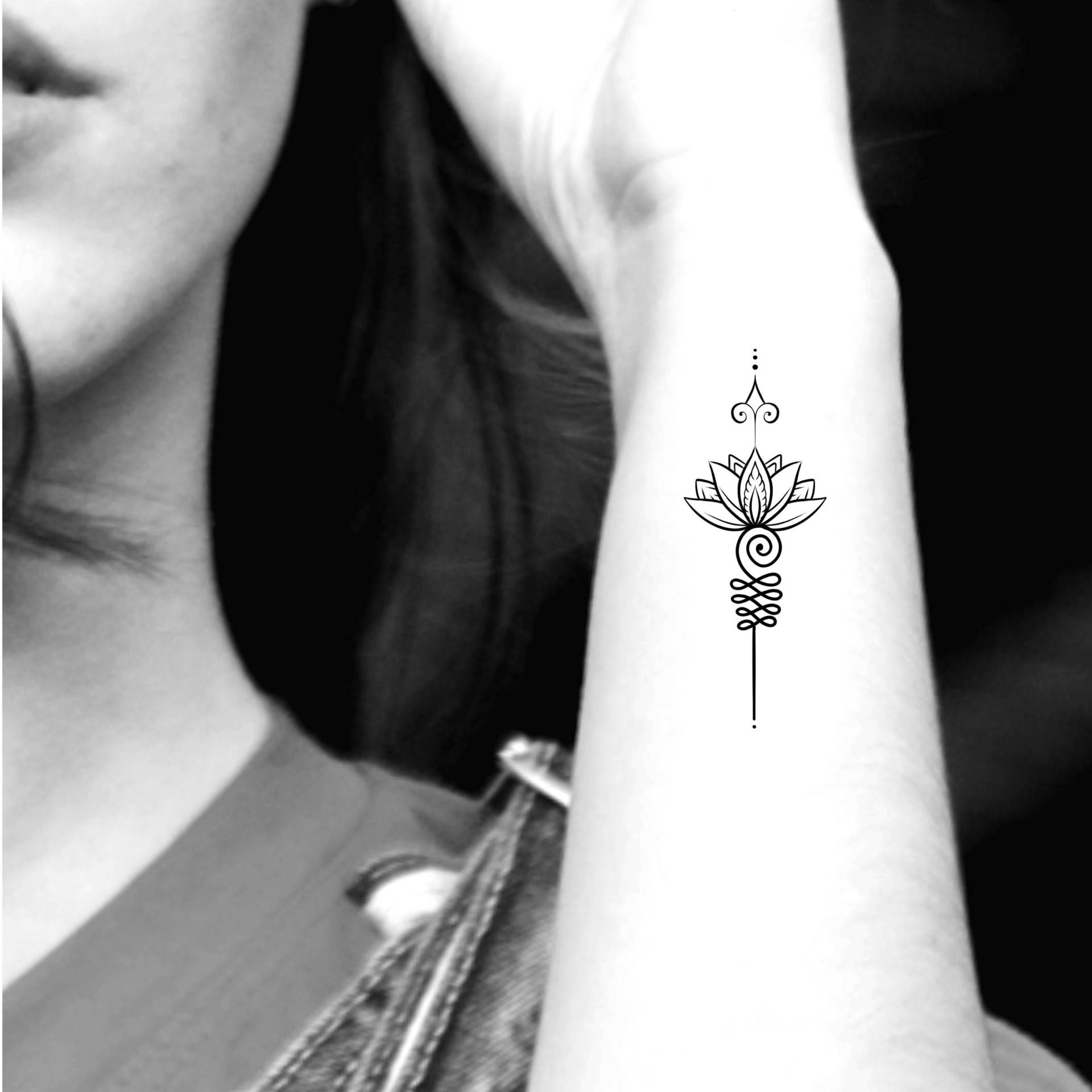 Unalome Lotus Temporäres Tattoo/Blumen Tattoos von LittleCuteTattoo