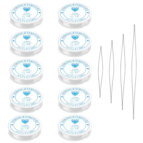 10 Rollen elastischer Faden für Armbänder, transparent, 0,5 mm, 0,6 mm, 0,7 mm, 0,8 mm, 1 mm, Perlenschnur aus dehnbarem elastischem Kristall, für Armband, Perlen, Schmuckherstellung, Handwerk, 10 Rollen elastischer Faden für Armbänder, transparent, 0,5 mm, 0,6 mm, 0,7 mm, 0,8 mm, 1 mm, Perlenschnur aus dehnbarem elastischem Kristall, für Armband, Perlen, Schmuckherstellung, Handwerk, von Littlegaofeithing