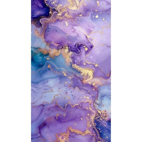Diamond Painting Lila Gold,5D Großes Diamond Painting für Erwachsene,Abstrakt DIY Diamant Painting Bilder,Voll Runder Strass Stickerei Kristall Diamant Malerei Home Wall Décor 20x40cm von Lituor