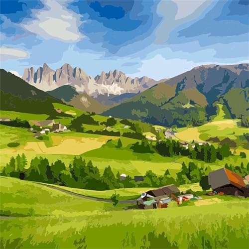 Landschaftsfeld -Malen nach Zahlen für Erwachsene,DIY Handgemalt Ölgemälde-Set auf Leinwand mit Pinseln und Acrylpigment für Kinder Anfänger Kunst für Heimdekoration Geschenk mit Rahmen,70x70cm von Lituor