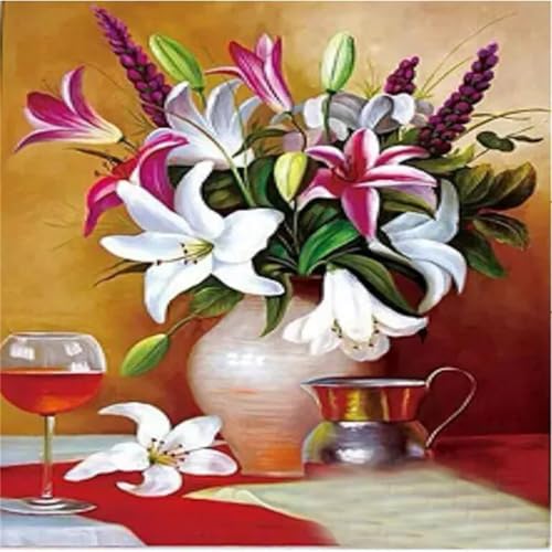 Lilien Blumen -Malen nach Zahlen für Erwachsene,DIY Handgemalt Ölgemälde-Set auf Leinwand mit Pinseln und Acrylpigment für Kinder Anfänger Kunst für Heimdekoration Geschenk mit Rahmen,30x30cm von Lituor
