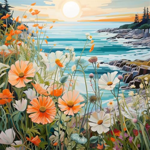 Lituor Blumen am Meer -Malen nach Zahlen für Erwachsene,DIY Handgemalt Ölgemälde-Set auf Leinwand mit Pinseln und Acrylpigment für Kinder Anfänger Kunst für Heimdekoration Geschenk mit Rahmen,80x80cm Lituor Blumen am Meer -Malen nach Zahlen für Erwachsene,DIY Handgemalt Ölgemälde-Set auf Leinwand mit Pinseln und Acrylpigment für Kinder Anfänger Kunst für Heimdekoration Geschenk mit Rahmen,80x80cm von Lituor