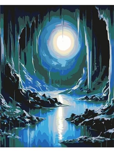 Malen nach Zahlen Erwachsene,Mond aus der Höhle Malen Nach Zahlen Kits für Erwachsene Kinder,mit Pinseln und Acrylpigment DIY Leinwand Ölgemälde Kunsthandwerk Home Wall Decor ohne Rahmen,30x40cm von Lituor