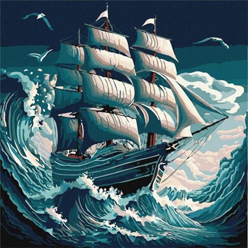 Malen nach Zahlen Erwachsene,Segelbootwellen Malen Nach Zahlen Set für Kinder Anfänger DIY Digital Ölgemälde Kits auf Leinwand mit Pinseln und Acrylpigment ohne Rahmen für Home Wall Decor 40x40cm Malen nach Zahlen Erwachsene,Segelbootwellen Malen Nach Zahlen Set für Kinder Anfänger DIY Digital Ölgemälde Kits auf Leinwand mit Pinseln und Acrylpigment ohne Rahmen für Home Wall Decor 40x40cm von Lituor