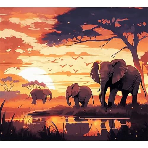 Malen nach Zahlen Erwachsene,Sonnenuntergang Elefanten Malen Nach Zahlen Set für Anfänger DIY Digital Ölgemälde Kits auf Leinwand mit Pinseln und Acrylpigment ohne Rahmen für Home Wall Decor 80x80cm Malen nach Zahlen Erwachsene,Sonnenuntergang Elefanten Malen Nach Zahlen Set für Anfänger DIY Digital Ölgemälde Kits auf Leinwand mit Pinseln und Acrylpigment ohne Rahmen für Home Wall Decor 80x80cm von Lituor