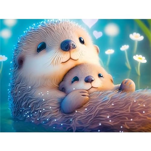 Otter Diamond Painting Erwachsene Kits,Vierkant DIY 5D Diamond Painting Bilder,Strass Kunst Mosaik Kits Malen Nach Zahlen Voll Cross Stickerei Malerei Kits für Home Wand Décor 20x50 cm von Lituor