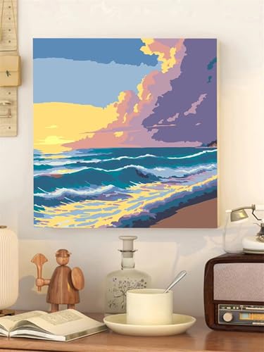 Wellen Sonnenuntergang -Malen nach Zahlen für Erwachsene,DIY Handgemalt Ölgemälde-Set auf Leinwand mit Pinseln und Acrylpigment für Kinder Anfänger Kunst für Heimdekoration Geschenk mit Rahmen,60x60cm Wellen Sonnenuntergang -Malen nach Zahlen für Erwachsene,DIY Handgemalt Ölgemälde-Set auf Leinwand mit Pinseln und Acrylpigment für Kinder Anfänger Kunst für Heimdekoration Geschenk mit Rahmen,60x60cm von Lituor