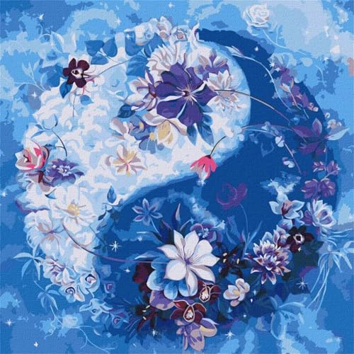 Yin-Yang-Blumen -Malen nach Zahlen für Erwachsene,DIY Handgemalt Ölgemälde-Set auf Leinwand mit Pinseln und Acrylpigment für Kinder Anfänger Kunst für Heimdekoration Geschenk mit Rahmen,40x40cm Yin-Yang-Blumen -Malen nach Zahlen für Erwachsene,DIY Handgemalt Ölgemälde-Set auf Leinwand mit Pinseln und Acrylpigment für Kinder Anfänger Kunst für Heimdekoration Geschenk mit Rahmen,40x40cm von Lituor