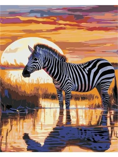 Zebra am Flussufer bei Sonnenuntergang Malen nach Zahlen Erwachsene,DIY Handgemalt Ölgemälde Leinwand Kits für Kinder Anfänger mit Pinseln und Acrylpigment Kunstbild Heimdekor 40x50cm,(mit rahmen) Zebra am Flussufer bei Sonnenuntergang Malen nach Zahlen Erwachsene,DIY Handgemalt Ölgemälde Leinwand Kits für Kinder Anfänger mit Pinseln und Acrylpigment Kunstbild Heimdekor 40x50cm,(mit rahmen) von Lituor