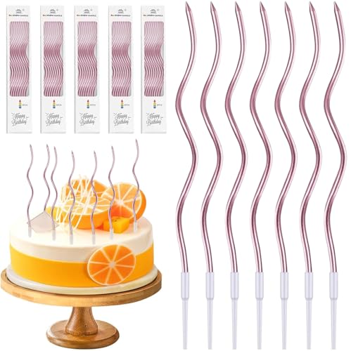 54 STK Geburtstagskerzen Roségold, Gebogen Tortenkerzen Geburtstag Kerze Roségoldene Kerzen, Birthday Candles für Torte Kuchen Kerzen Geburtstagstorte Kerze Geburtstag Hochzeit Party Deko von LiuHancsqd
