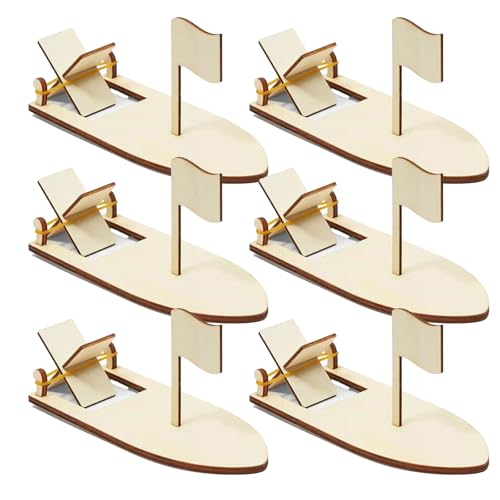 Liuer 6PCS Segelboote aus Holz, Holzdeko Segelboote aus Holz Geschenke für Zusammensetzen Bemalen und Verzieren (B) von Liuer