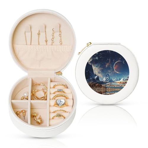 Galaxy Planet Runde Leder-Schmuckschatulle Galaxy Planet Runde Leder-Schmuckschatulle von Liulannq