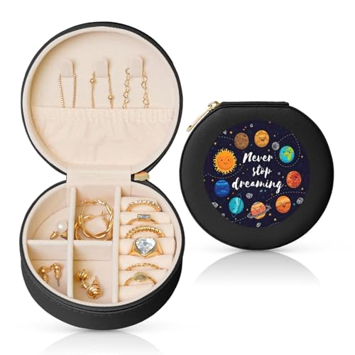 Liulannq Cute Planet Runde Schmuckschatulle aus Leder von Liulannq