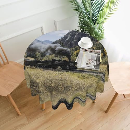 Liulannq Dampflokomotiv-Tischdecke, rund, dekorativ, lang, 152,4 cm Liulannq Dampflokomotiv-Tischdecke, rund, dekorativ, lang, 152,4 cm von Liulannq