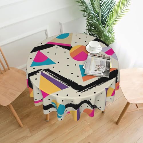 Liulannq Gestreifte abstrakte bunte Tischdecke, rund, dekorativ, lang, 152,4 cm von Liulannq
