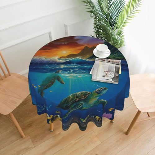 Liulannq Meeresschildkröten-Tischdecke, rund, dekorativ, lang, 152,4 cm Liulannq Meeresschildkröten-Tischdecke, rund, dekorativ, lang, 152,4 cm von Liulannq