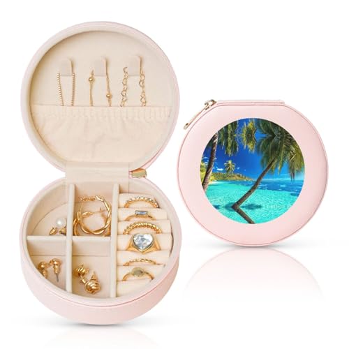 Liulannq Ocean Tropical Island Runde Leder-Schmuckschatulle von Liulannq