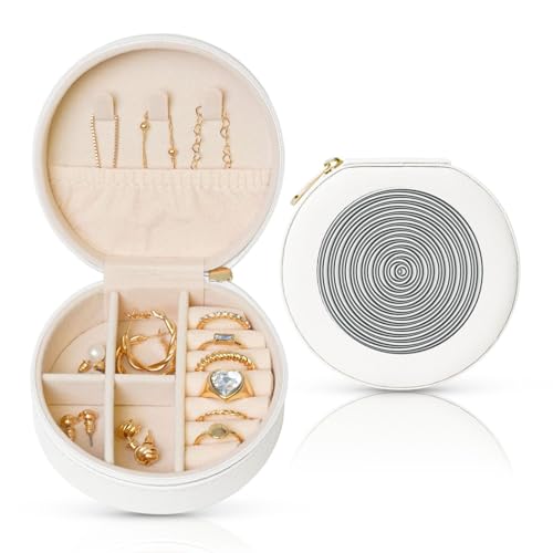 Liulannq Optische Spin-Illusion, runde Leder-Schmuckschatulle Liulannq Optische Spin-Illusion, runde Leder-Schmuckschatulle von Liulannq