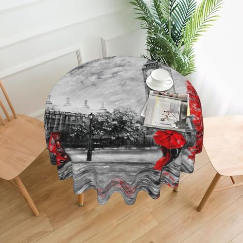Liulannq Red London Street Tischdecke, rund, dekorativ, lang, 152,4 cm von Liulannq
