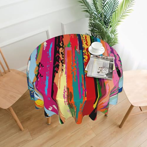 Liulannq Regenbogenfarbene Tischdecke, rund, dekorativ, lang, 152,4 cm von Liulannq