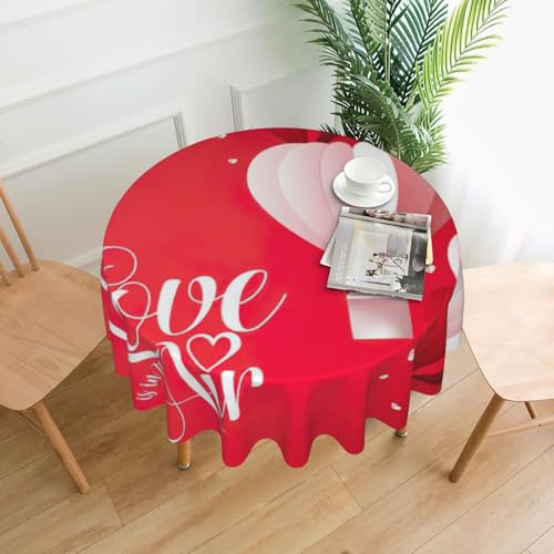 Liulannq Romantische Herz-Ballon-Tischdecke, rund, dekorativ, lang, 152,4 cm von Liulannq