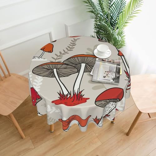 Liulannq Rote Pilz-Tischdecke, rund, dekorativ, lang, 152,4 cm Liulannq Rote Pilz-Tischdecke, rund, dekorativ, lang, 152,4 cm von Liulannq