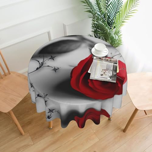 Liulannq Rote Rose Tischdecke, rund, dekorativ, lang, 152,4 cm Liulannq Rote Rose Tischdecke, rund, dekorativ, lang, 152,4 cm von Liulannq
