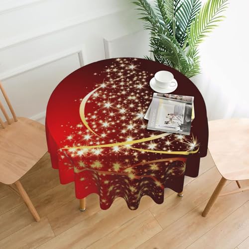 Liulannq Roter Hintergrund, goldfarbener Baum-Tischdecke, rund, dekorativ, lang, 152,4 cm Liulannq Roter Hintergrund, goldfarbener Baum-Tischdecke, rund, dekorativ, lang, 152,4 cm von Liulannq