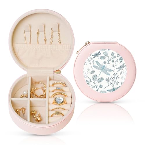 Liulannq Runde Leder-Schmuckschatulle mit Libellen-Blume Liulannq Runde Leder-Schmuckschatulle mit Libellen-Blume von Liulannq