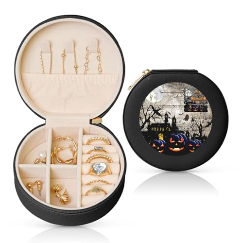 Liulannq Runde Schmuckschatulle aus Leder für Halloween-Partys von Liulannq