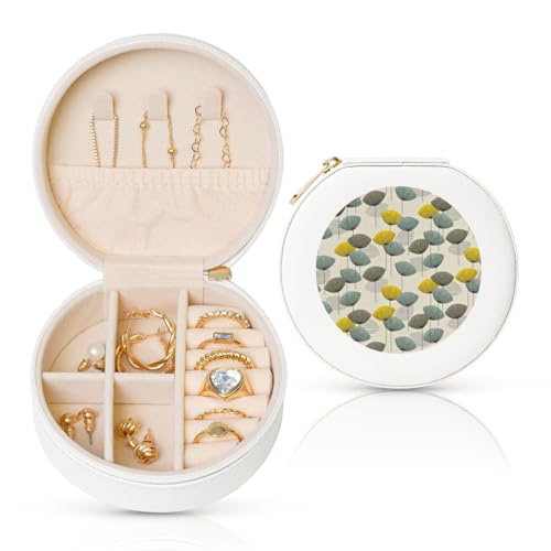 Liulannq Runde Schmuckschatulle aus Leder mit Blume von Liulannq