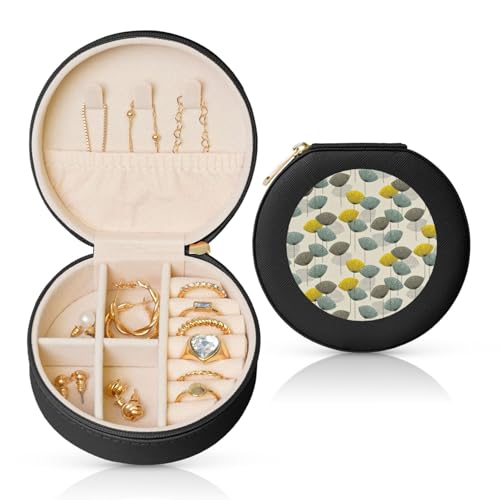 Liulannq Runde Schmuckschatulle aus Leder mit Blume Liulannq Runde Schmuckschatulle aus Leder mit Blume von Liulannq