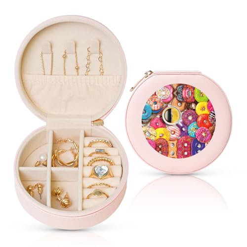 Liulannq Runde Schmuckschatulle aus Leder mit Kaffee und Donuts Liulannq Runde Schmuckschatulle aus Leder mit Kaffee und Donuts von Liulannq