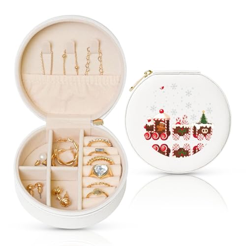Liulannq Runde Schmuckschatulle aus Leder mit Weihnachtszug Liulannq Runde Schmuckschatulle aus Leder mit Weihnachtszug von Liulannq