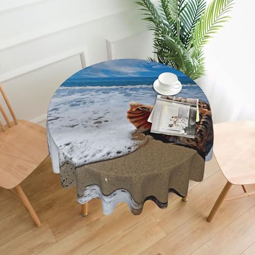 Liulannq Sea And Shells Tischdecke, rund, dekorativ, lang, 152,4 cm von Liulannq