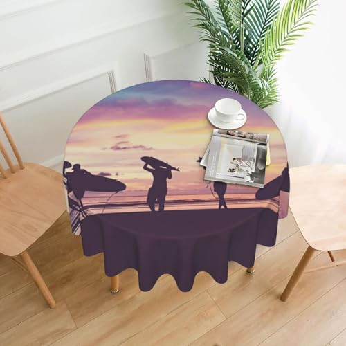 Liulannq Silhouette of Surfer People Tischdecke, rund, dekorativ, lang, 152,4 cm von Liulannq