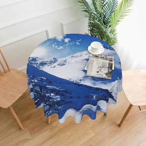 Liulannq Snow Mountain Tischdecke, rund, dekorativ, lang, 152,4 cm von Liulannq