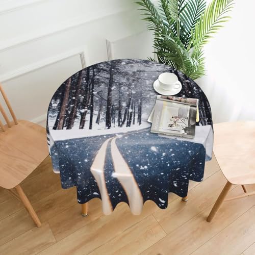Liulannq Snow Street Tischdecke, rund, dekorativ, lang, 152,4 cm von Liulannq