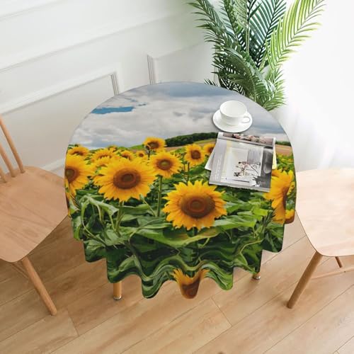 Liulannq Sonnenblumenfeld-Tischdecke, rund, dekorativ, lang, 152,4 cm von Liulannq