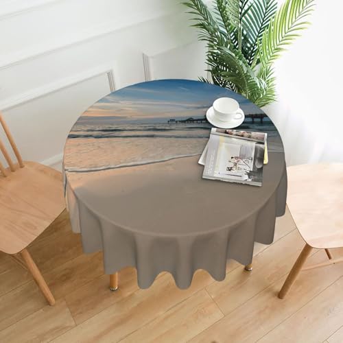 Liulannq Sonnenuntergang Strand-Tischdecke, rund, dekorativ, lang, 152,4 cm von Liulannq