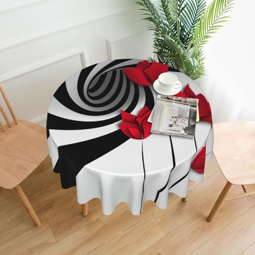 Liulannq Spiral-Tischdecke, rund, dekorativ, lang, 152,4 cm, Rot von Liulannq