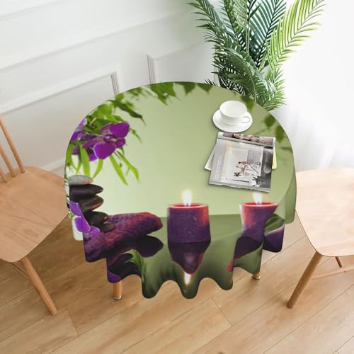 Liulannq Steine, Kerzen, Tischdecke, rund, dekorativ, lang, 152,4 cm von Liulannq