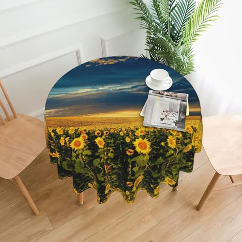 Liulannq Sunflower Field Tischdecke, rund, dekorativ, lang, 152,4 cm, 1 Stück von Liulannq