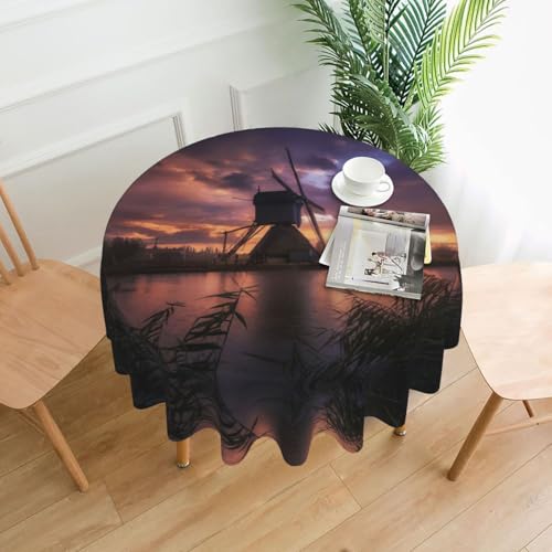 Liulannq Sunset Windmühlen-Tischdecke, rund, dekorativ, lang, 152,4 cm Liulannq Sunset Windmühlen-Tischdecke, rund, dekorativ, lang, 152,4 cm von Liulannq