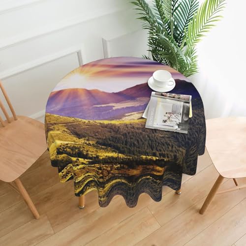 Liulannq Sunshine In Mountains Tischdecke, rund, dekorativ, lang, 152,4 cm Liulannq Sunshine In Mountains Tischdecke, rund, dekorativ, lang, 152,4 cm von Liulannq