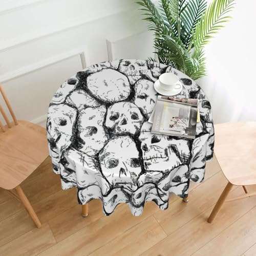 Liulannq Textura Calaveras Tischdecke, rund, dekorativ, lang, 152,4 cm von Liulannq
