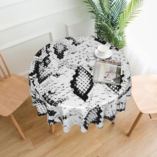 Liulannq Tischdecke, Schlangenhaut, rund, dekorativ, lang, 152,4 cm, Schwarz und Weiß von Liulannq