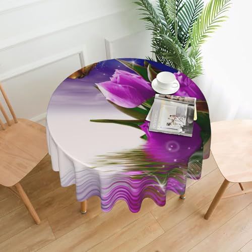Liulannq Tischdecke, rund, dekorativ, lang, 152,4 cm, Lila von Liulannq