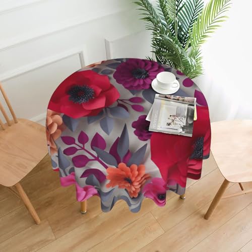 Liulannq Tischdecke, rund, dekorativ, lang, 152,4 cm, Rot / Rosa von Liulannq